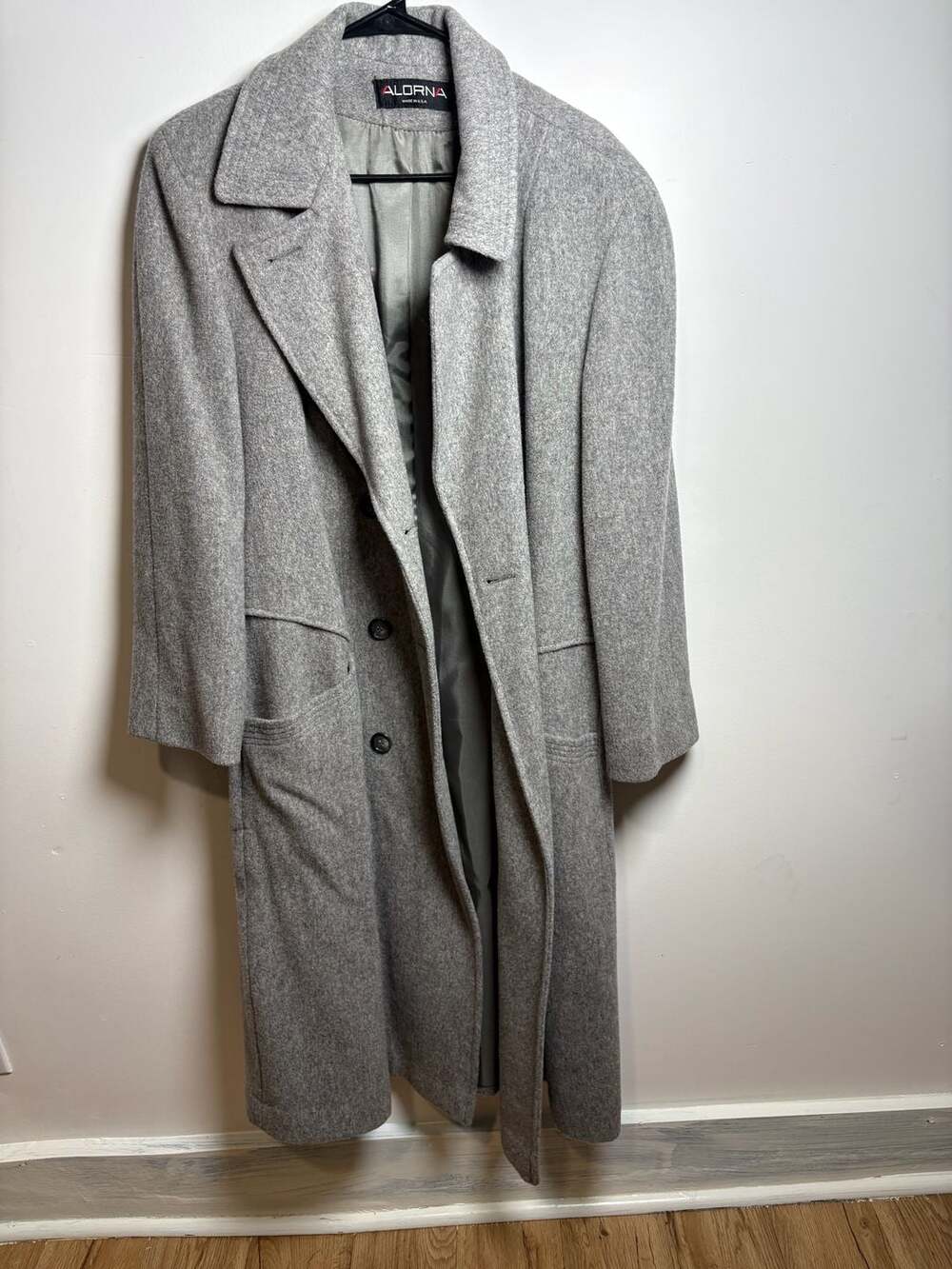 Alorna Vintage Gray Wool Blend Long Overcoat